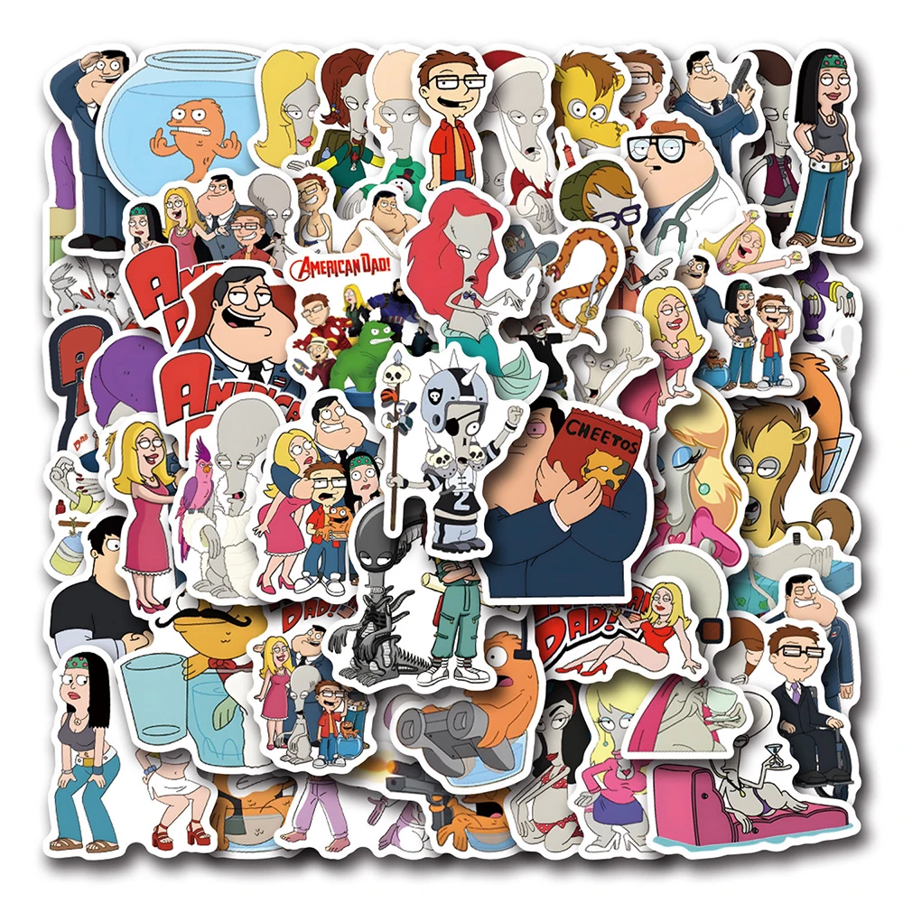 

10/30/55pcs American Dad Comedy Anime Stickers Funny Cartoon Decals DIY Skateboard Phone Bike Laptop Graffiti Sticker Kids Toy