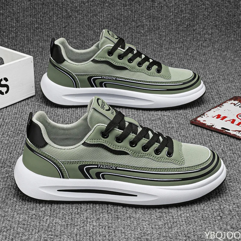 

Нескользящие кроссовки на шнуровке, летняя мужская повседневная удобная обувь, однотонная уличная легкая спортивная обувь с дышащей сеткой