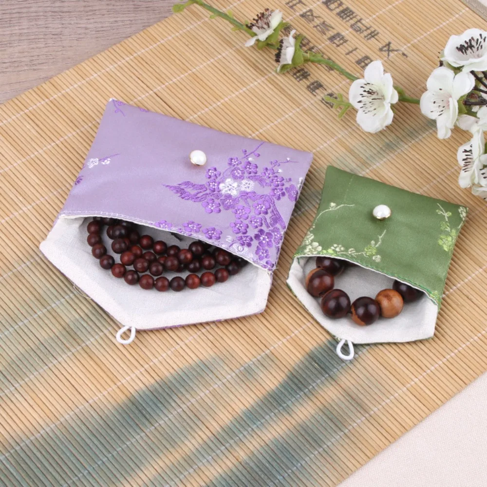 Gift Satin Jewelery Bag Buckle Floral Wallet Embroidered Bracelace Bag Jewelery Storage Bag Girl