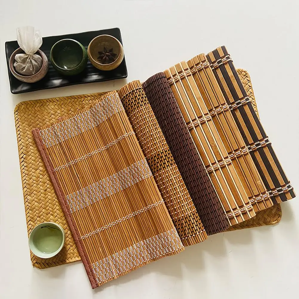 Oil-resistant Table Mat Bamboo Placemat Bamboo Woven Placemat Set Thickened Heat-resistant Table Mat Non-slip Dining for Parties