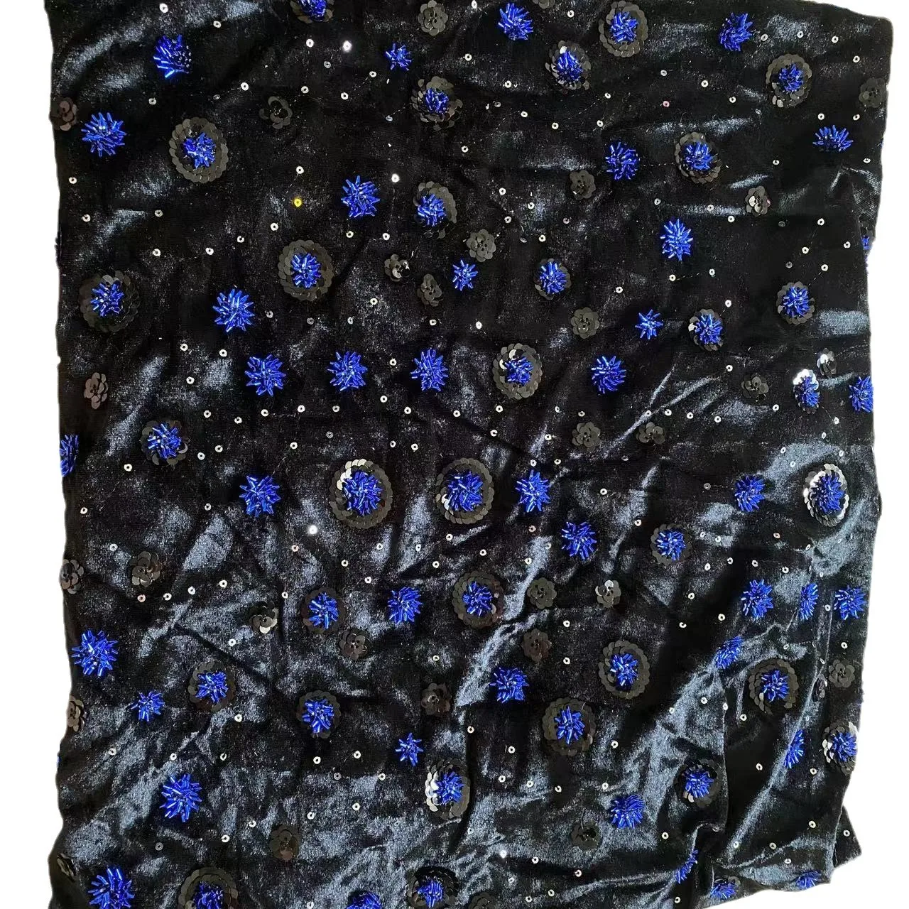 Velvet rolls bead tubes gold embroidery fabric sewing performance costumes evening gowns embroidered designer fabric