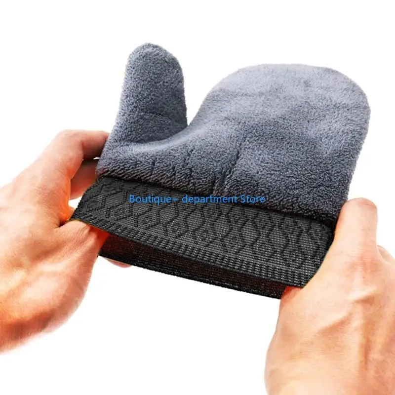 E1PD 24x20cm Car Wash Mitt Microfibre Cleaning Glove Polishing Shampoo Duster Towel