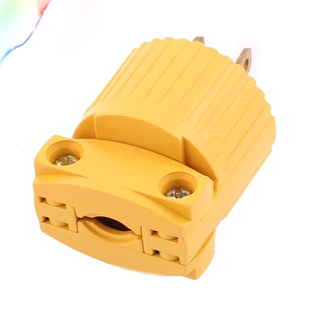 Yellow Plastic Housing AC 125V 15A 3 Pins US Plug Rewiring Power Socket Adaptor