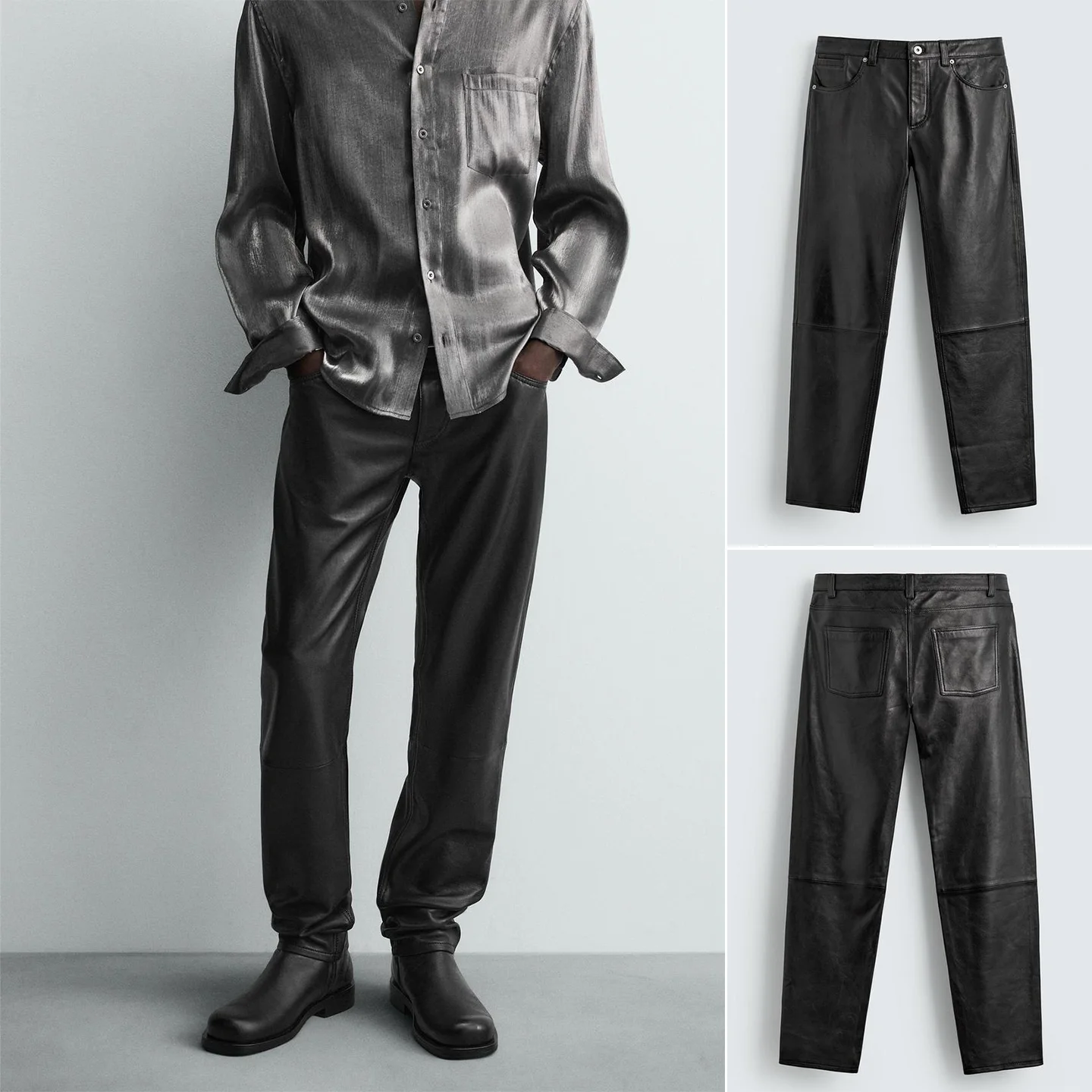 

Новые зимние мужские повседневные кожаные брюки на молнии, облегающие длинные брюки из искусственной кожи, простые американские ветровые молодежные трендовые свободные брюки