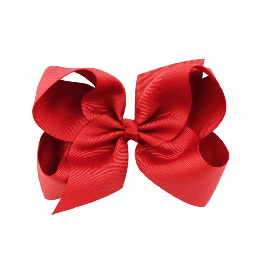 Big Solid Ribbon Bows Clips para meninas, grampos de cabelo fofos para crianças, grandes hairclips boutique, acessórios para cabelo, 40 cores, 6 polegadas, 1pc