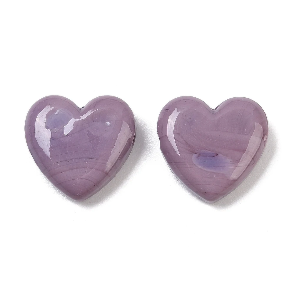 10 Stück handgefertigte mehrfarbige Herz-Glasperlen aus Lampwork-Glas, Valentinstagsgeschenk, 19–20 x 6,5–7 mm für die Herstellung von DIY-Schmuck – Detail 22