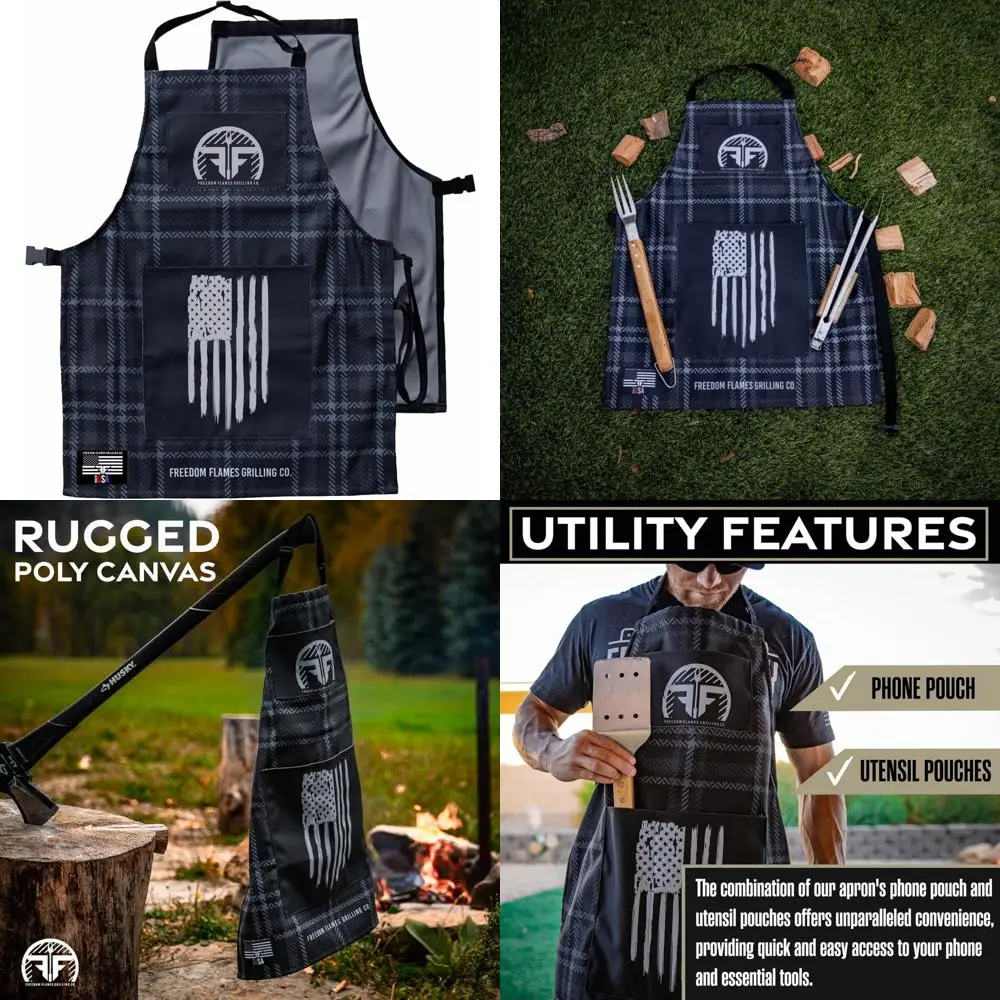 

Grilling Apron with Pockets - USA Made Barbecue Accessory for Meat Smoking and Outdoor Cooking