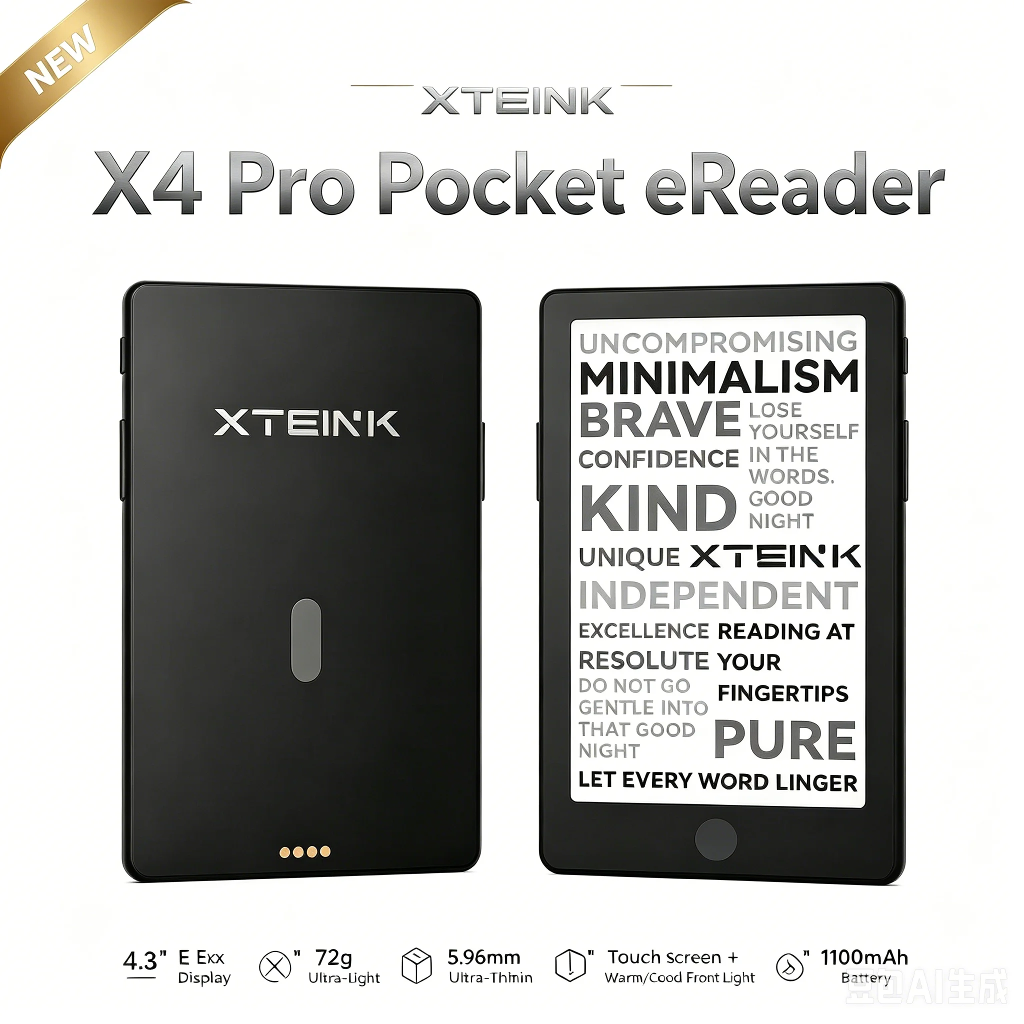 XTEINK X4Pro E-book X3 Reader Portable 3.7inch Screen Ultra Thin Electronic Paper Ink Screen E-Reader 16G Memory High Resolution
