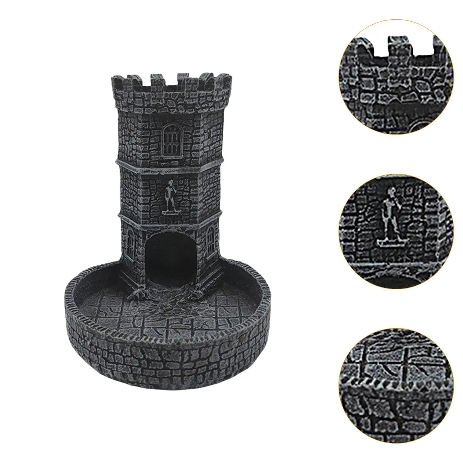 Torre de dados Castillo con bandeja, juego de rol de mesa, bandeja de dados, decoración de mesa, accesorio de resina para juegos de mesa, regalo para jugadores