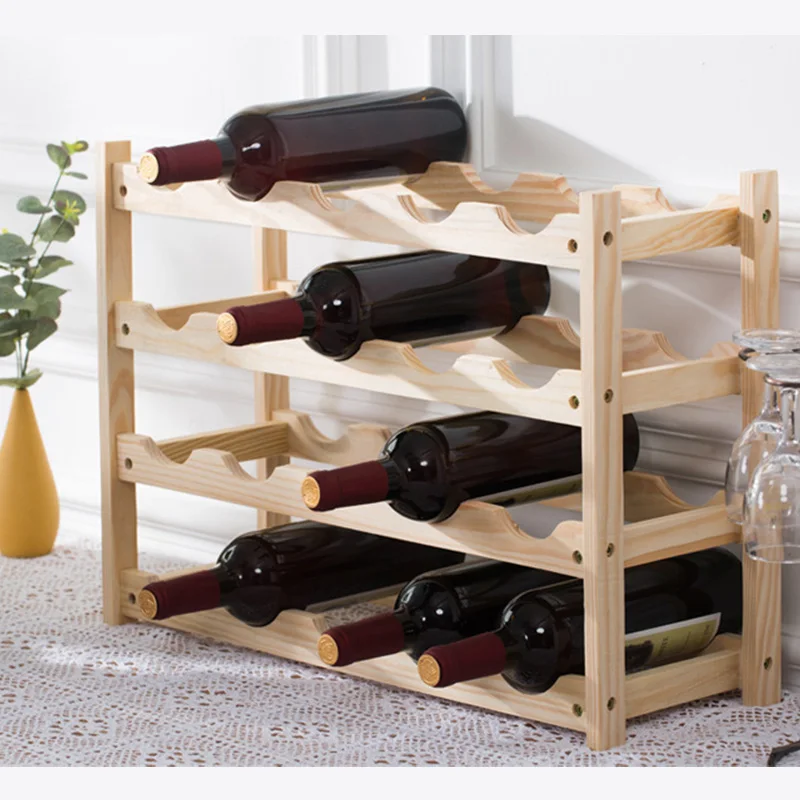 2/3 Tiers Wooden Wine Rack,Assembled Display Stand Organizer for Countertop Kitchen Pantry,Wine Storage Shelf Bar Accessories