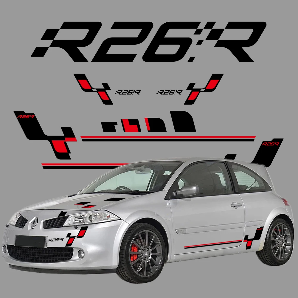 Car Body Kit Stickers For Renault Megane R26 RS Racing Sport Style Hood Roof Tail DIY Vinyl Decor Decals Auto Tuning Accessories