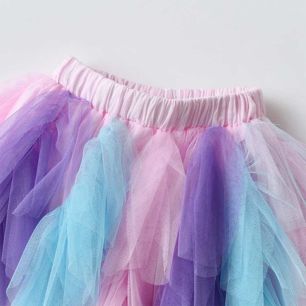 VIKITA Girls Tutu Mesh Tulle Layered Skirts Kids Birthday Party Casual Performance Prom Princess Mini Skirt Children Clothes