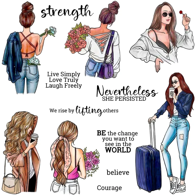 

Mangocraft Cool Fashion Women Flowers Clear Stamps DIY Scrapbooking Supplies Silicone Stamp For Card Making Albums Gifts Decor