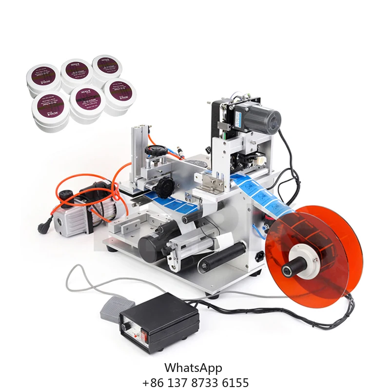 Semi-automatic Flat Sticker Labeling Printing Machines For Bottom Jar Bag Cans Leather With Coding