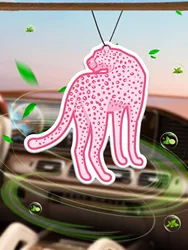 Bohemian Style 2000S Pink Cheetah Car Fragrance Tablets, Wardrobe Air Freshener, Perfume, Rearview Mirror Decoration, Car Interior Pendant, Natural Scent Air Purifier, Anime Cartoon Toilet Fragrance Sachet, Living Room Office Room Bedside Hanging Ornament