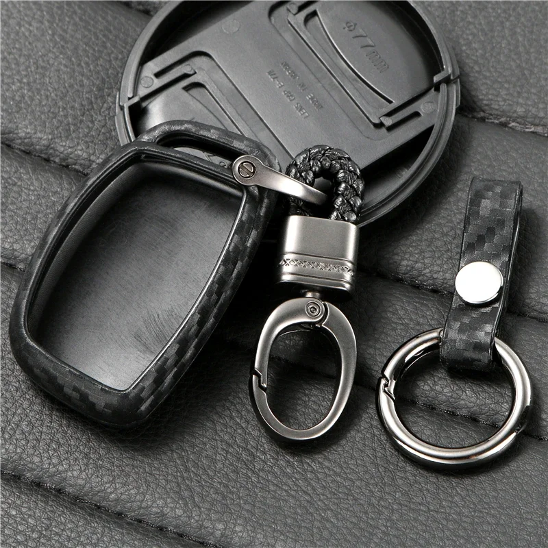 

Car Carbon Fiber Smart Black Key Covers Accessories Styling Case for Hyundai Verna Sonata Elantra Tucson Auto Protection Shell