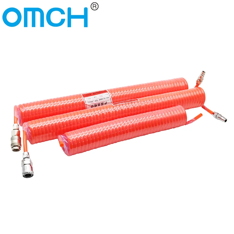 PU pipe 8mm x 5mm Polyurethane Air Compressor Hose Tube With EU/C（JP） Type Fitting Flexible Tool Connector Spring Spiral Pipe