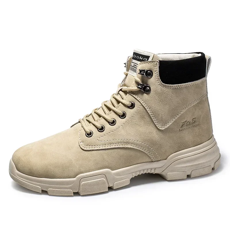 Botas de couro de cano alto masculinas outono moda vintage respirável botas de tornozelo de motocicleta para homens estilo britânico rendas botas hombre