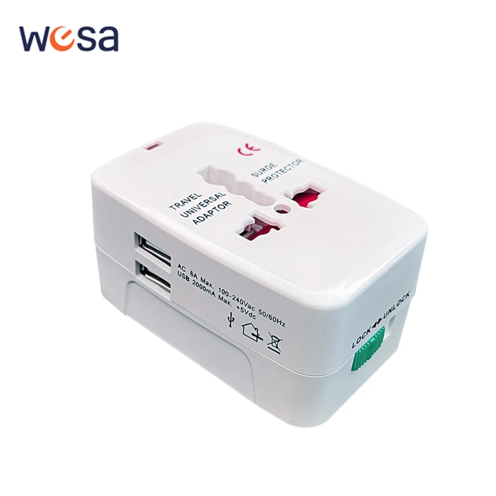 Universal Travel Adapter With 2 USB Ports Power Charger Adapter Outlet Converter Socket Plug Adaptor Connector EU UK US AU