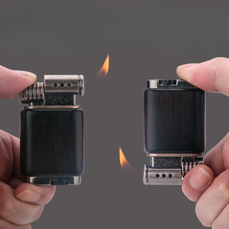 HONEST Sandalwood Oblique Fire Butane Gas Lighter Creative Personalized Retro Metal Special Pipe Lighters Smoke Gadgets For Men