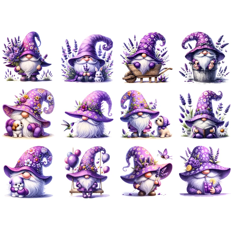 

Cartoon cute Purple Hat Elf dog Heat Transfer patch for clothing DIY children's printing, used for clothing ironing applications