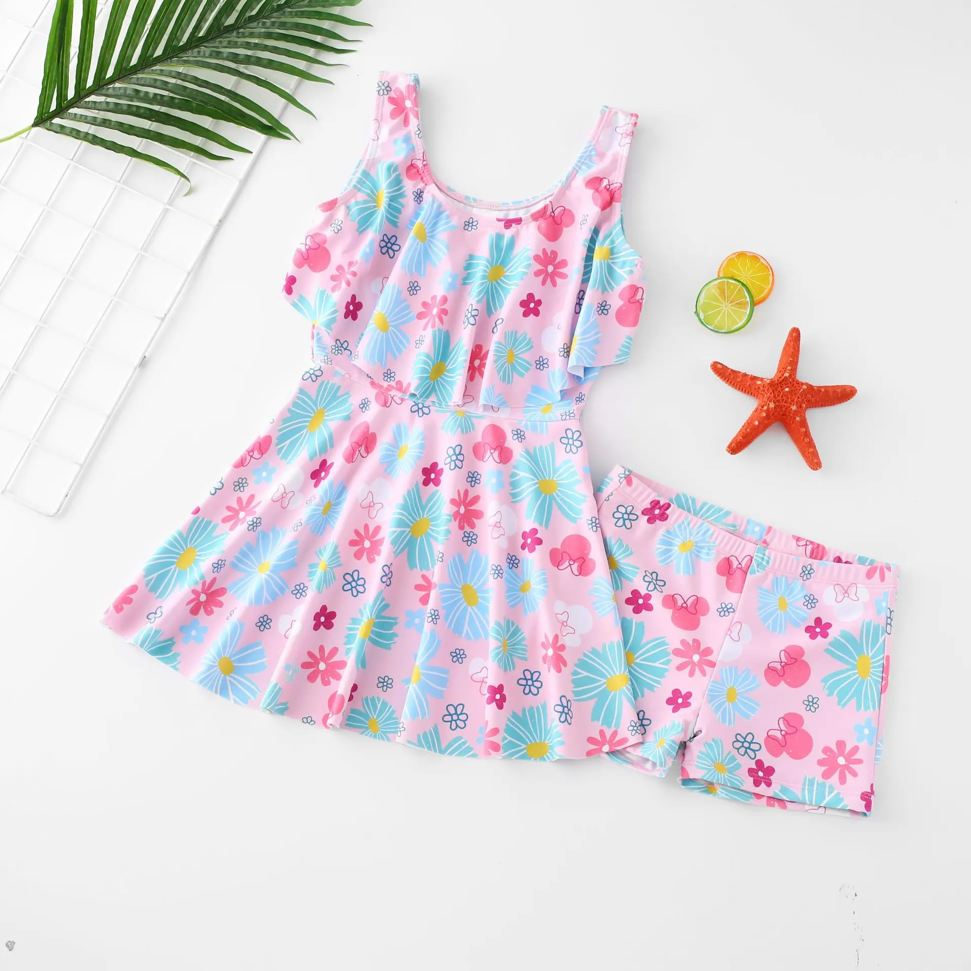 Girl\'s Swimsuit Children\'s Swimsuit Female Treasure Lovely Fashionable Split Skirt Type Children Big Boy Swimsuit Suit Suit