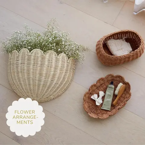 बेबे बास्क स्कैलप्ड विकर वॉल बास्केट - असली - हाथ से बुनी हुई बास्केट - स्कैलप्ड डेकोर वॉल हैंगिंग बास्केट -16 x 10 x 7 इंच 6 best sales लटकती टोकरी - №4