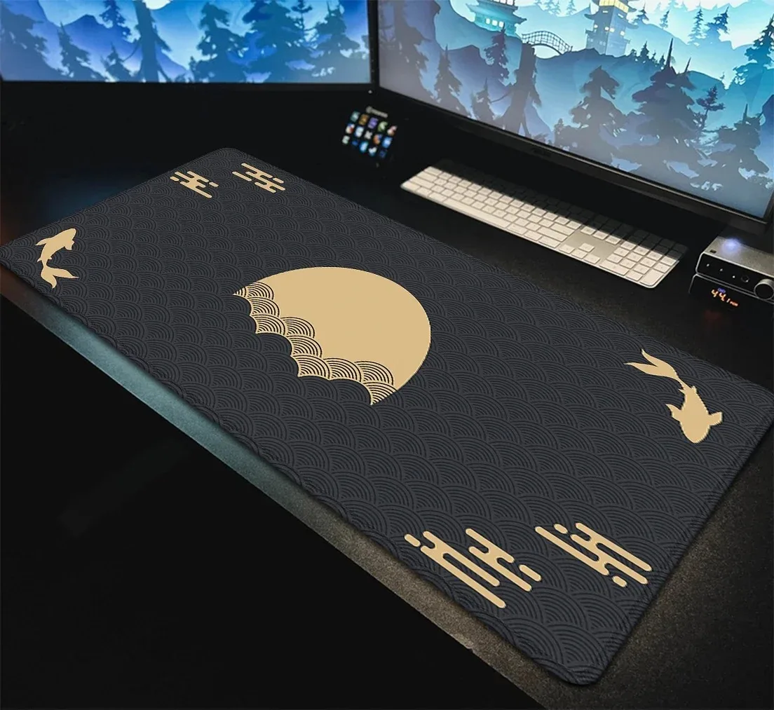 Fashion Koi Fish Sunset Clouds Durable Rubber Desk Pad Non-Slip Large Small Mouse Mat Home Office Keyboard Pad Table Mat Carpet