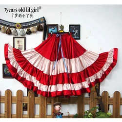 Belly Dancing Tribal Ruffle Flamenco Satin 25 Yard 4 Tiered 20Yard 4 Tiered 720 DegreeS Skirt Gypsy Skir9EX26