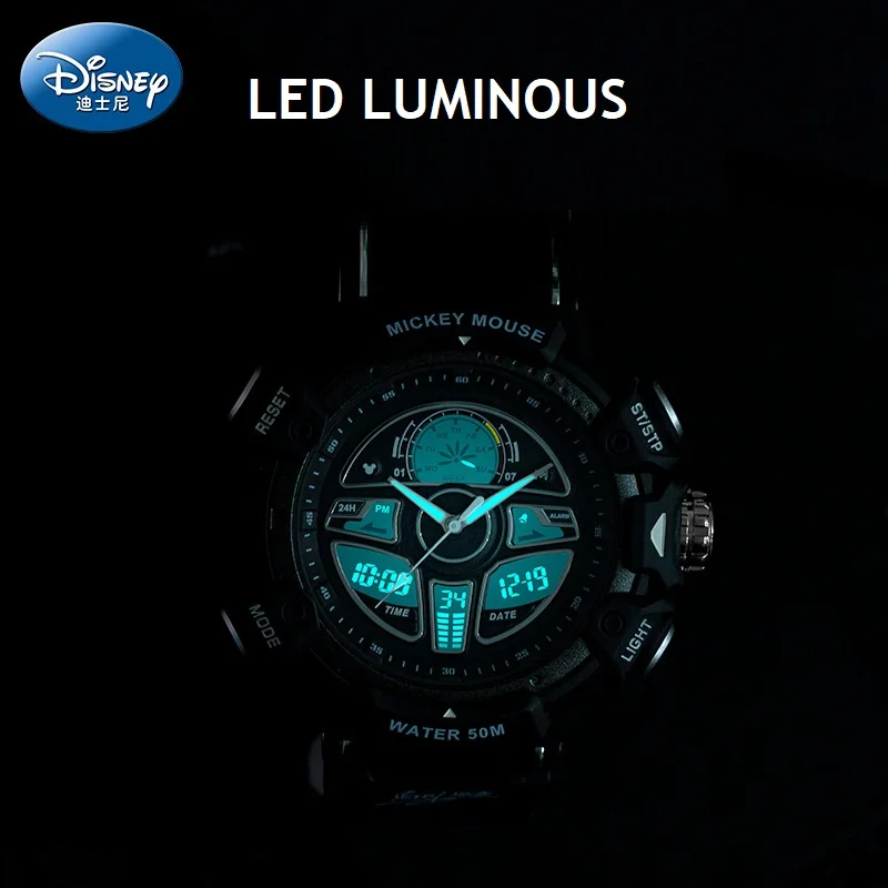 Disney For Man Watch Dual Display Sport Quartz New Wristwatch 3D Dial Alarm Clock Top Brand Original Male Montres Relógio Часы 