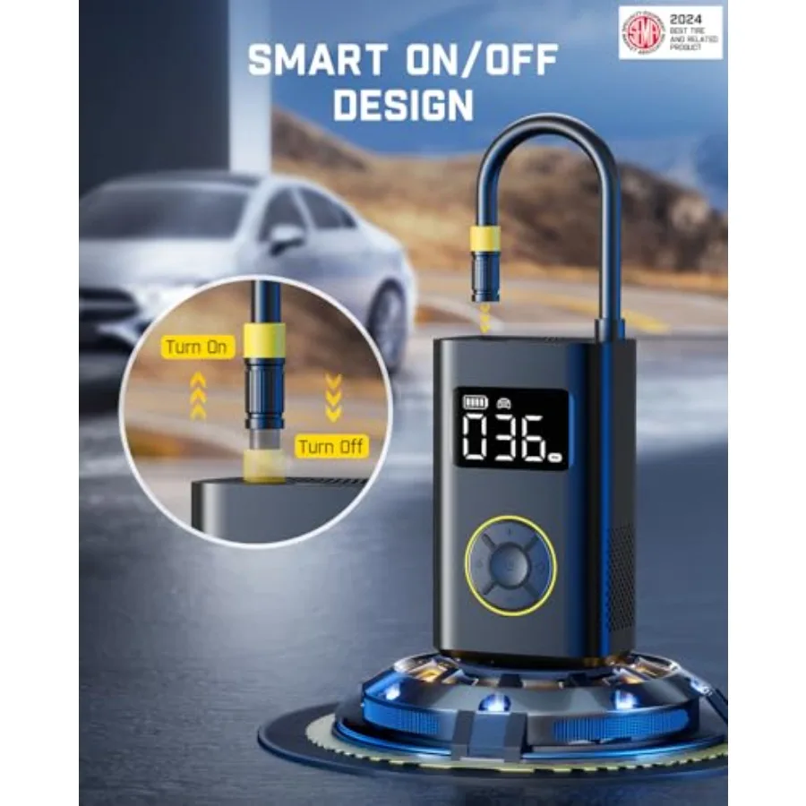 X9 Pro منفاخ إطارات محمول للسيارة المدمجة 1 دقيقة سريع النفخ مضخة دراجة كهربائية مع مقياس ضغط الإطارات الرقمي 150PSI الهواء