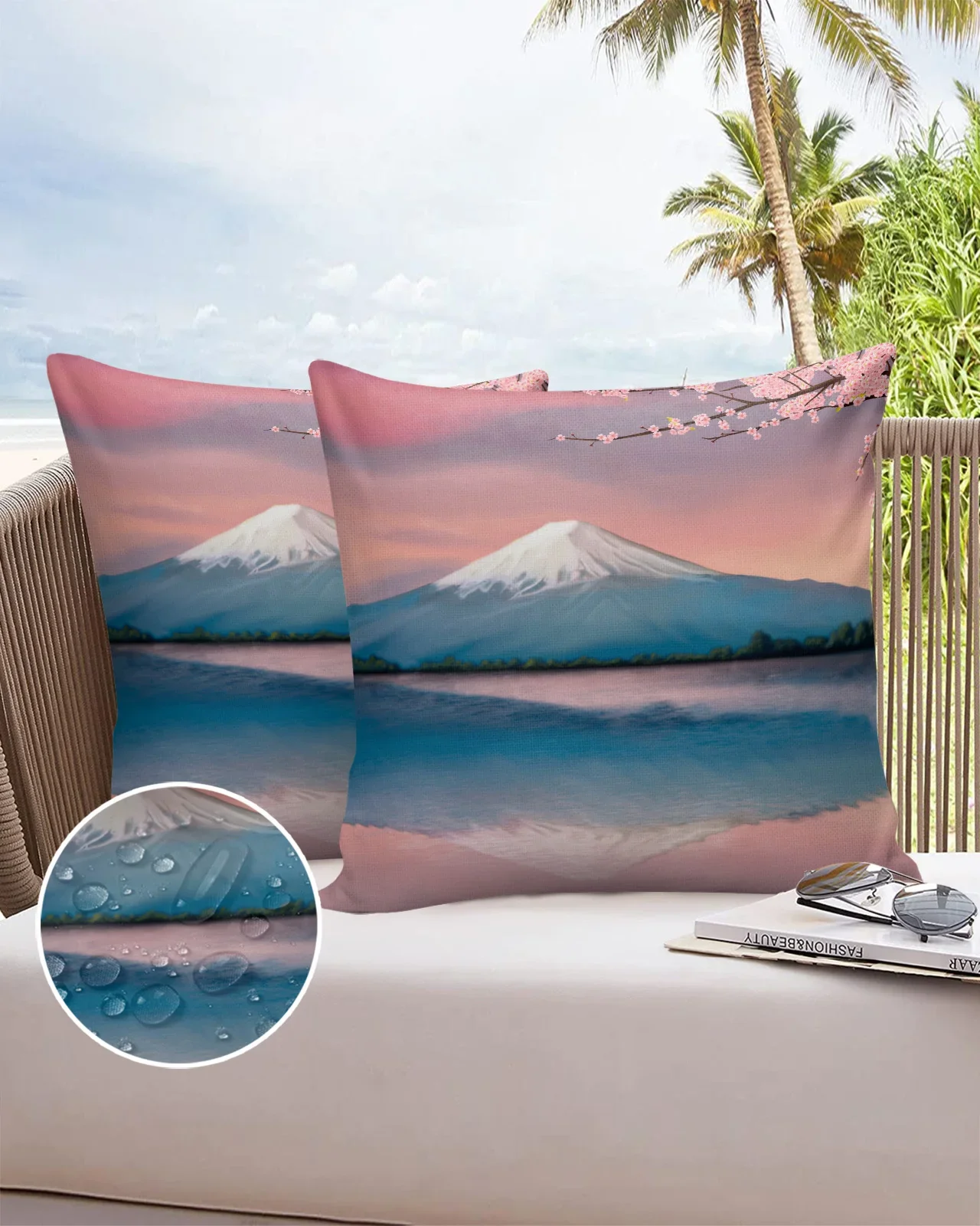 2/4pcs Set Pillow Case Mount Fuji Waterproof Pillowcase Decorative Bed Pillow Cover Home Decor Sofa Car Cushion Cover