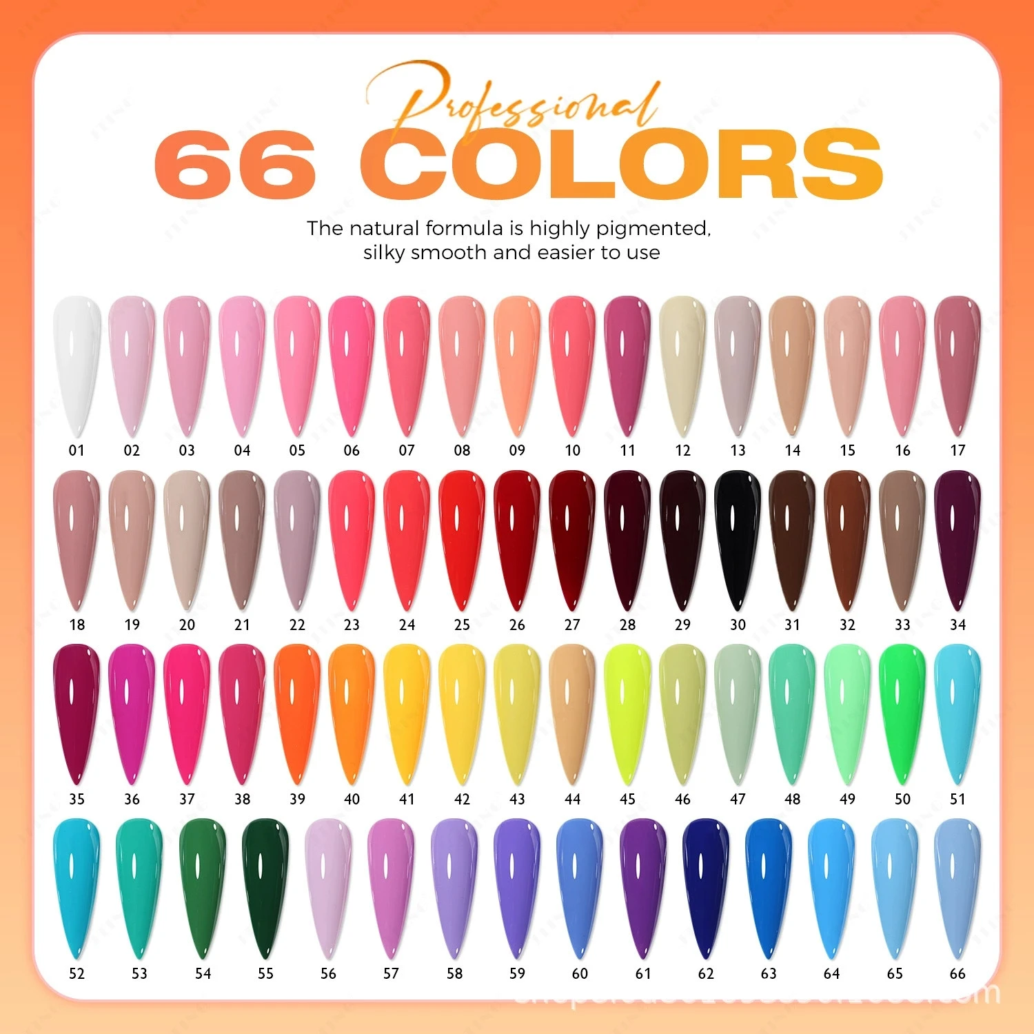 Eleanos New 66pcs Colors Gel Polish Set With Acrylic Color Book Base Coat And Top Coat Colorful Bottle15ml Soak Off UV Led Gel