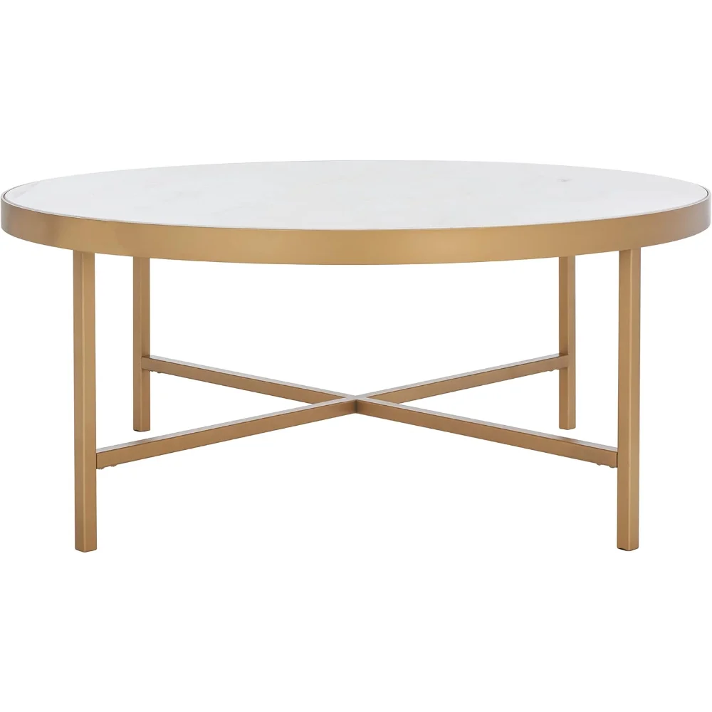 

Couture Collection Caralyn White Marble/Brass Round Coffee Table