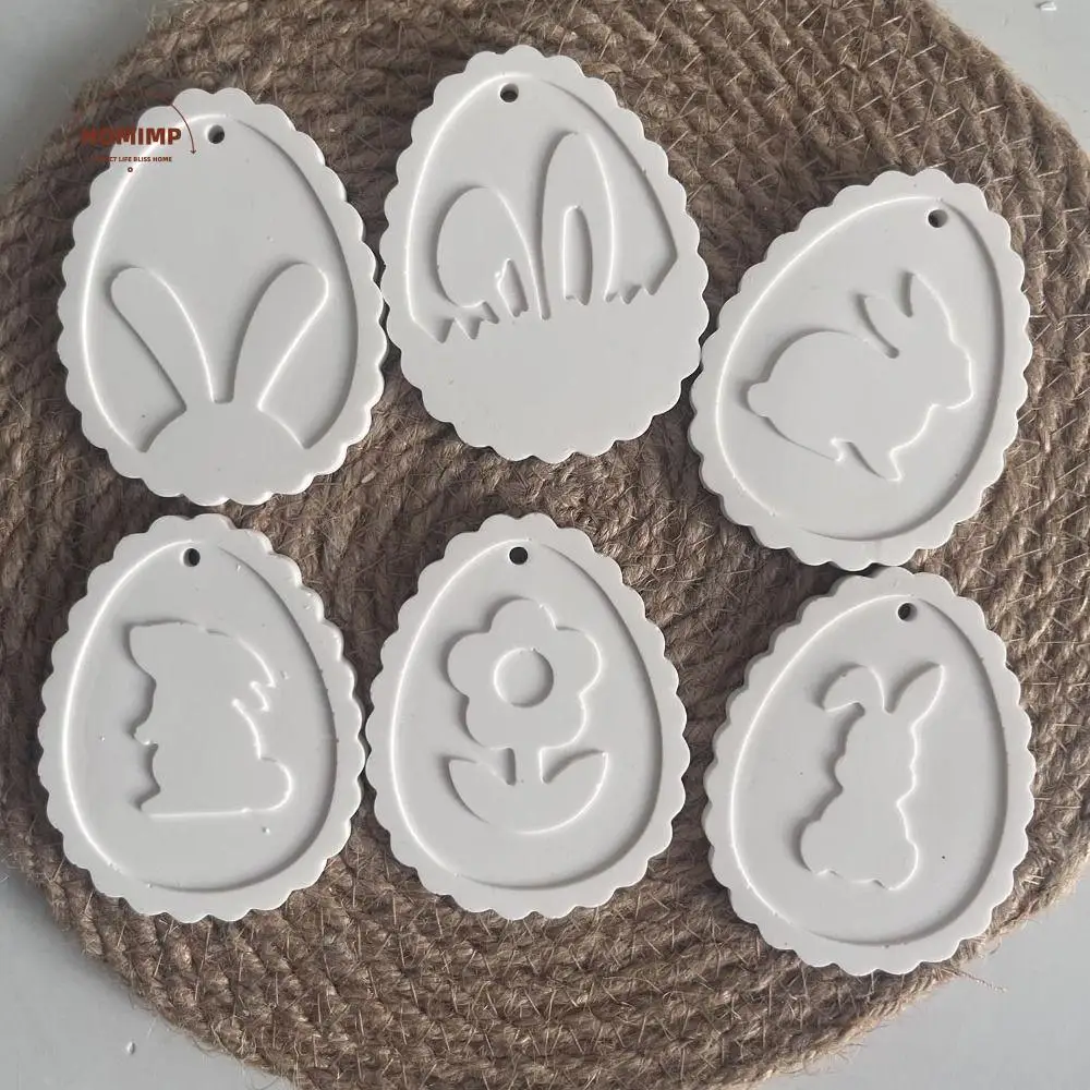 

Cartoon Easter Bunny Pendant Mold Cute Handmade Rabbit Eggs Silicone Molds Elegant Drop Glue Plaster Mold Home Table Decoration