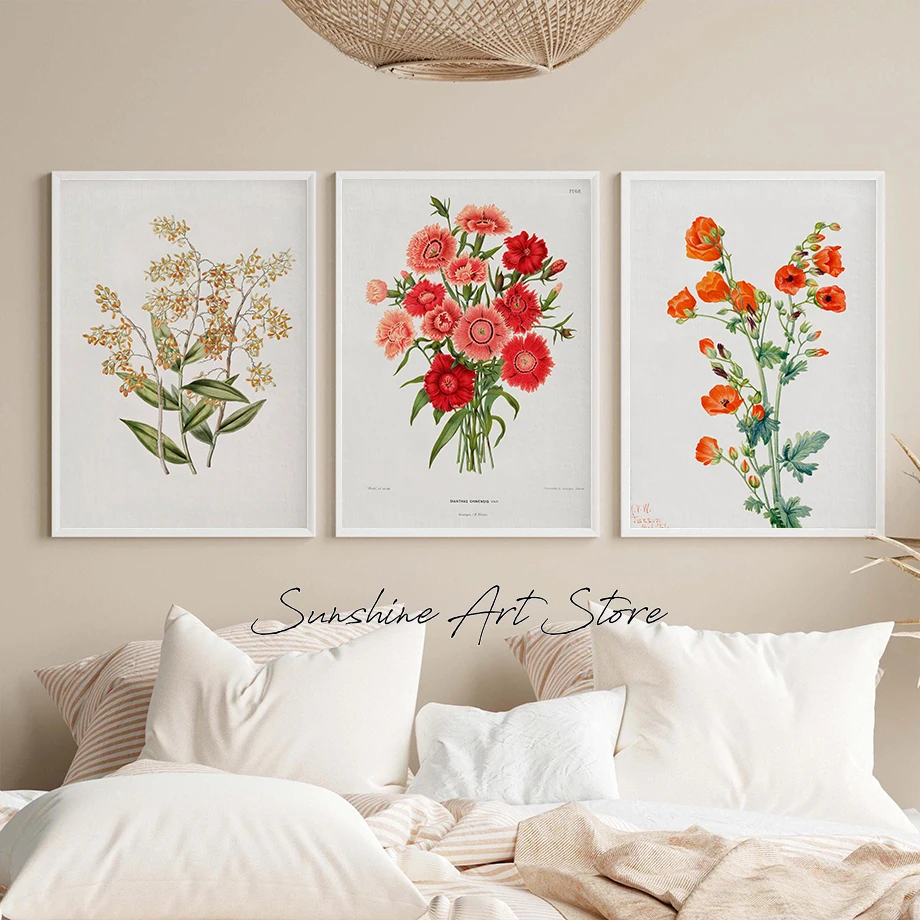 Floral Painting Blossom Art Roses Lilac Lily Wildflowers Vintage Aesthetic Poster Canvas Painting Wall Pictures Home Bedroom Art