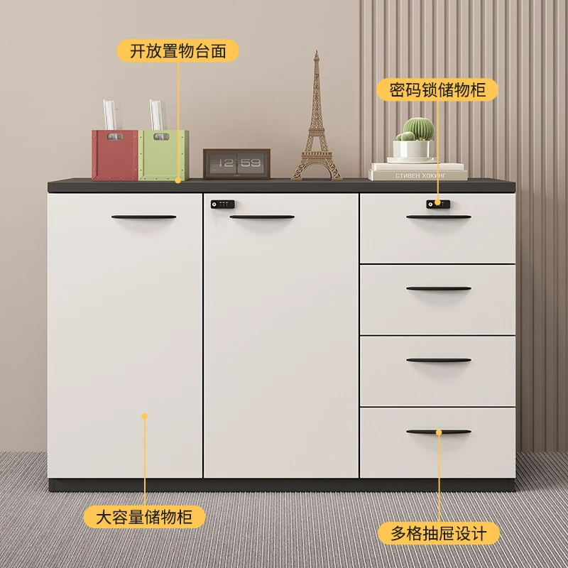 خزانة ملفات مكتبية خشبية للمكتب مع قفل مجمع للتخزين وخزانة ملفات منخفضة وأثاث مكتبي