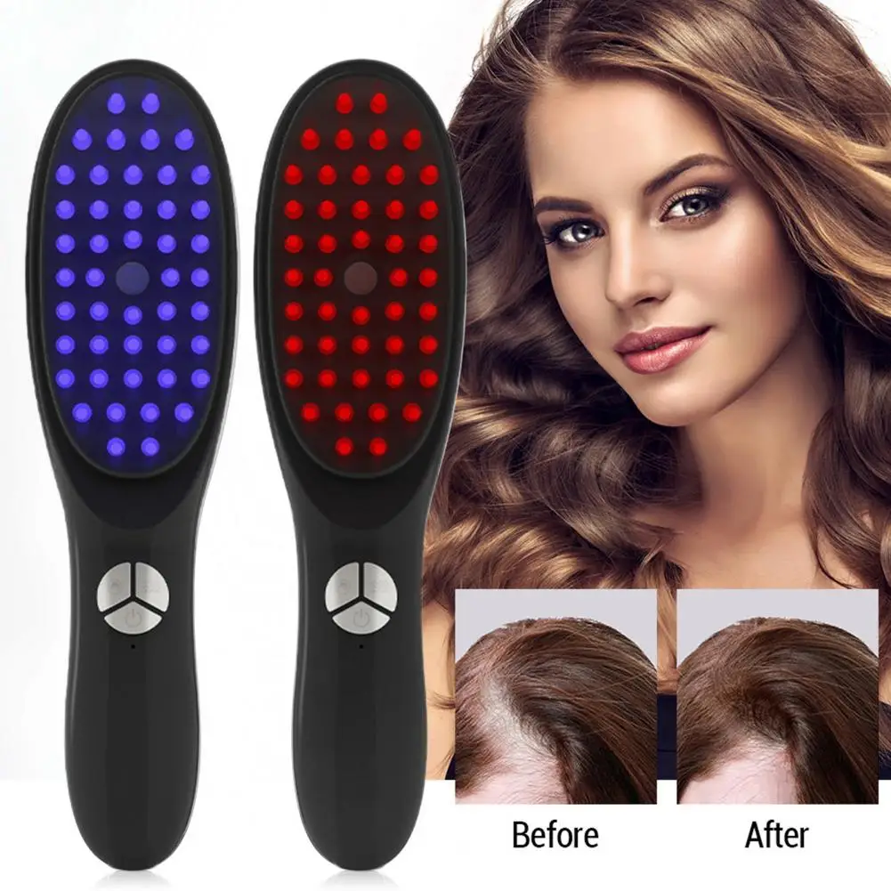 Electric Massage Comb Blue Red Light Therapy Scalp Massage Brush Vibration Hair Brush Electric Spray Massage Comb