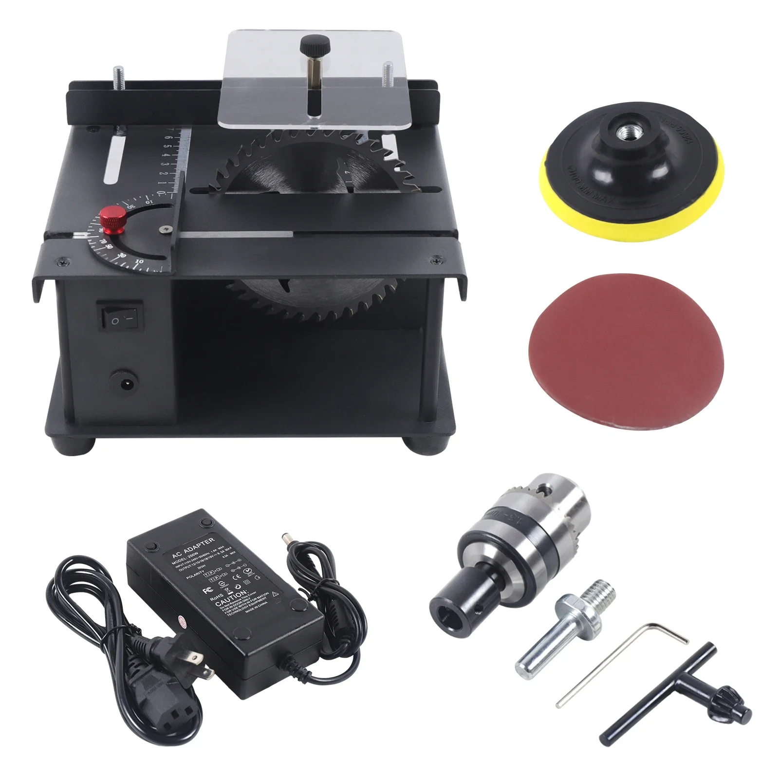200W Mini Table Saw 0-90° Cutting for DIY & Craft Projects Multi-Functional Cutting Bench for Cutting, Drilling, Grinding