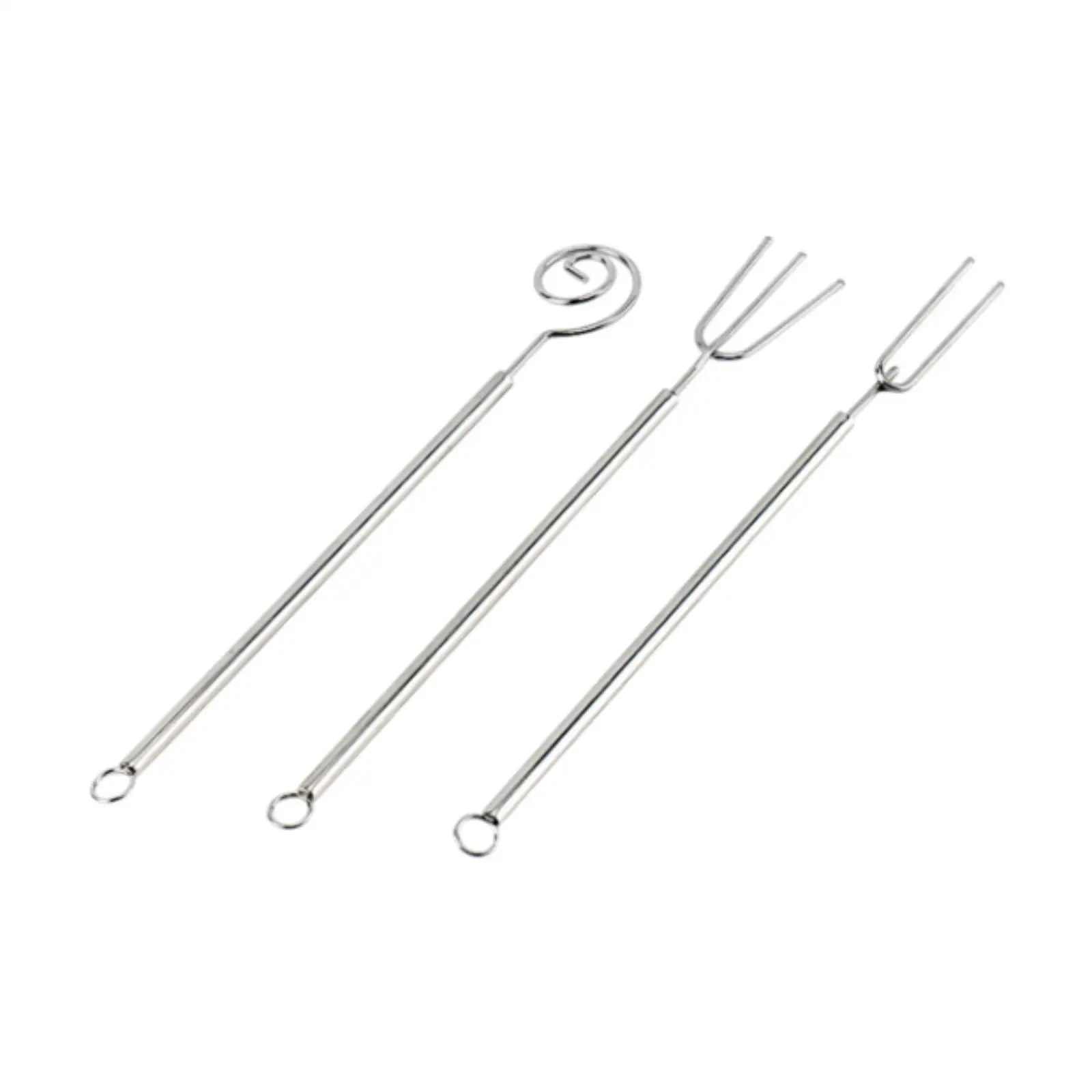 3Pcs Fondue Forks Cheese Fruit Dipping Forks Bakeware Spiral Swirl, Two-tine Fork, Three-tine Fork Cake Baking DIY Dipping Tool