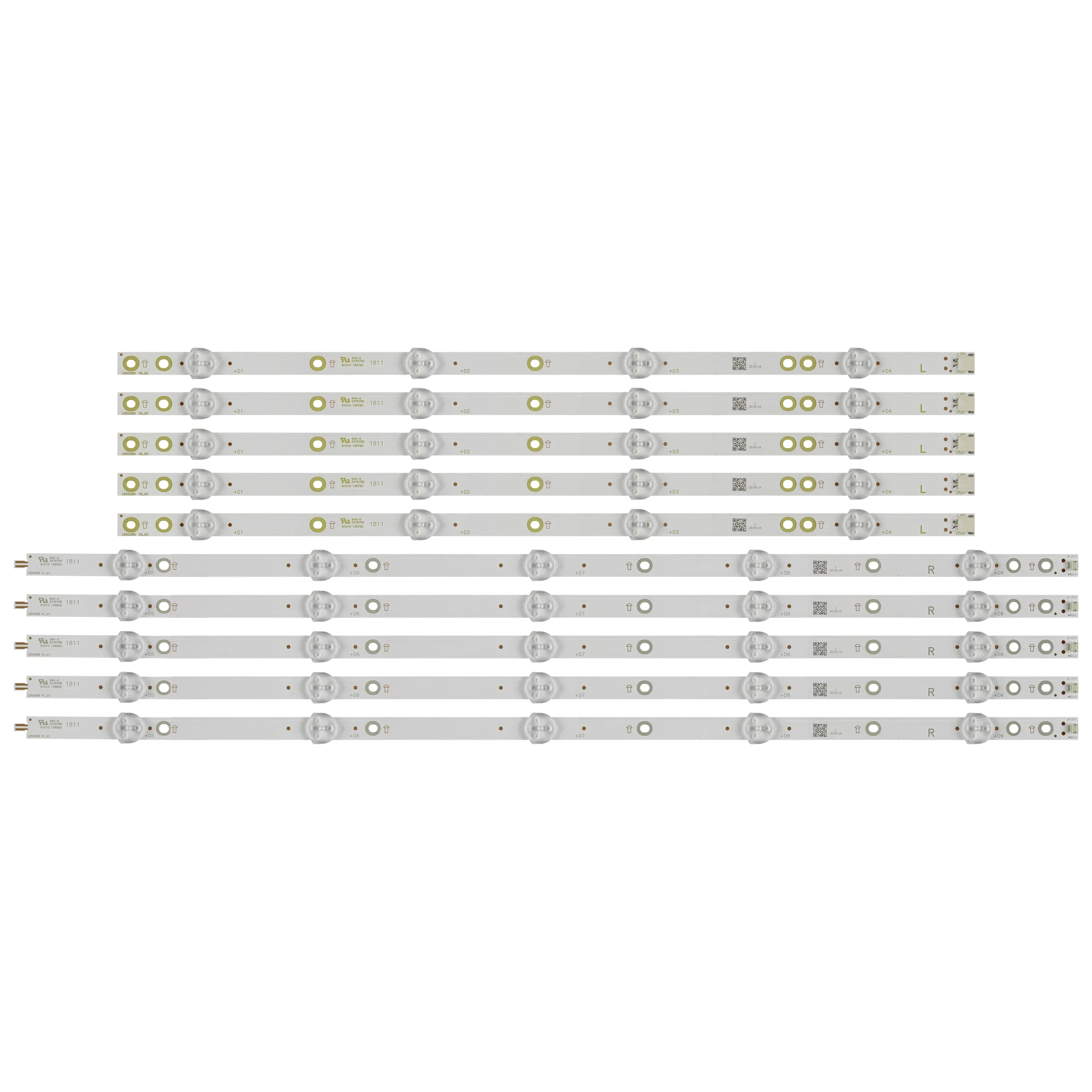 10pcs/set LED Strip For 50' TV LB50086 V1_00 LB50086 V0_00 50PUS6162/12 50PUS7383/12 50PUS6201/12 TPT500U1-QVN03.U REV.S5B0T
