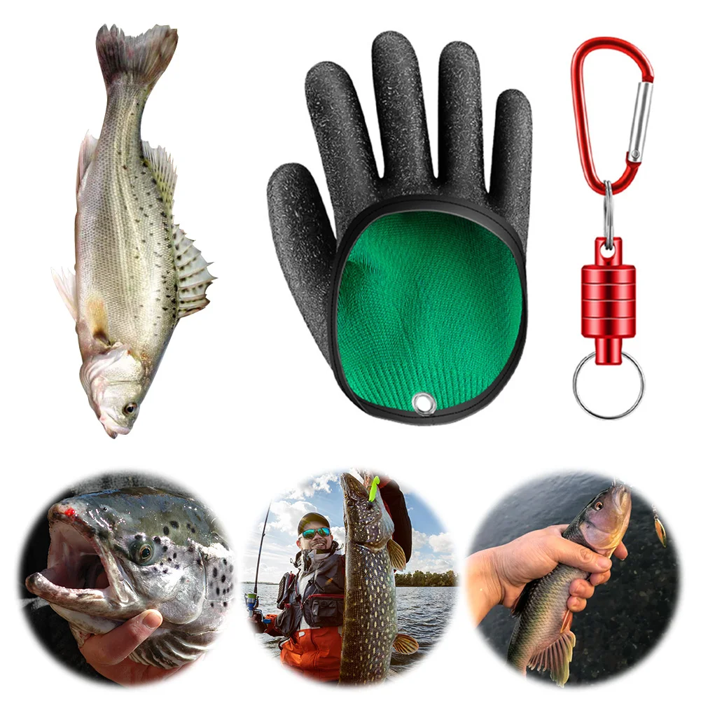 Fishing Gloves Anti-slip Fisherman Professional Catch Fish Gloves with Magnet Release Puncture Resistant Hunting Glove