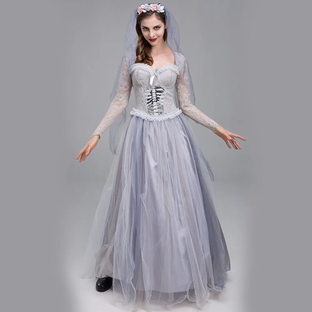 

2025 New Halloween Scary Bride Dress - Zombie Bride Costume for Masquerade & Stage Performance