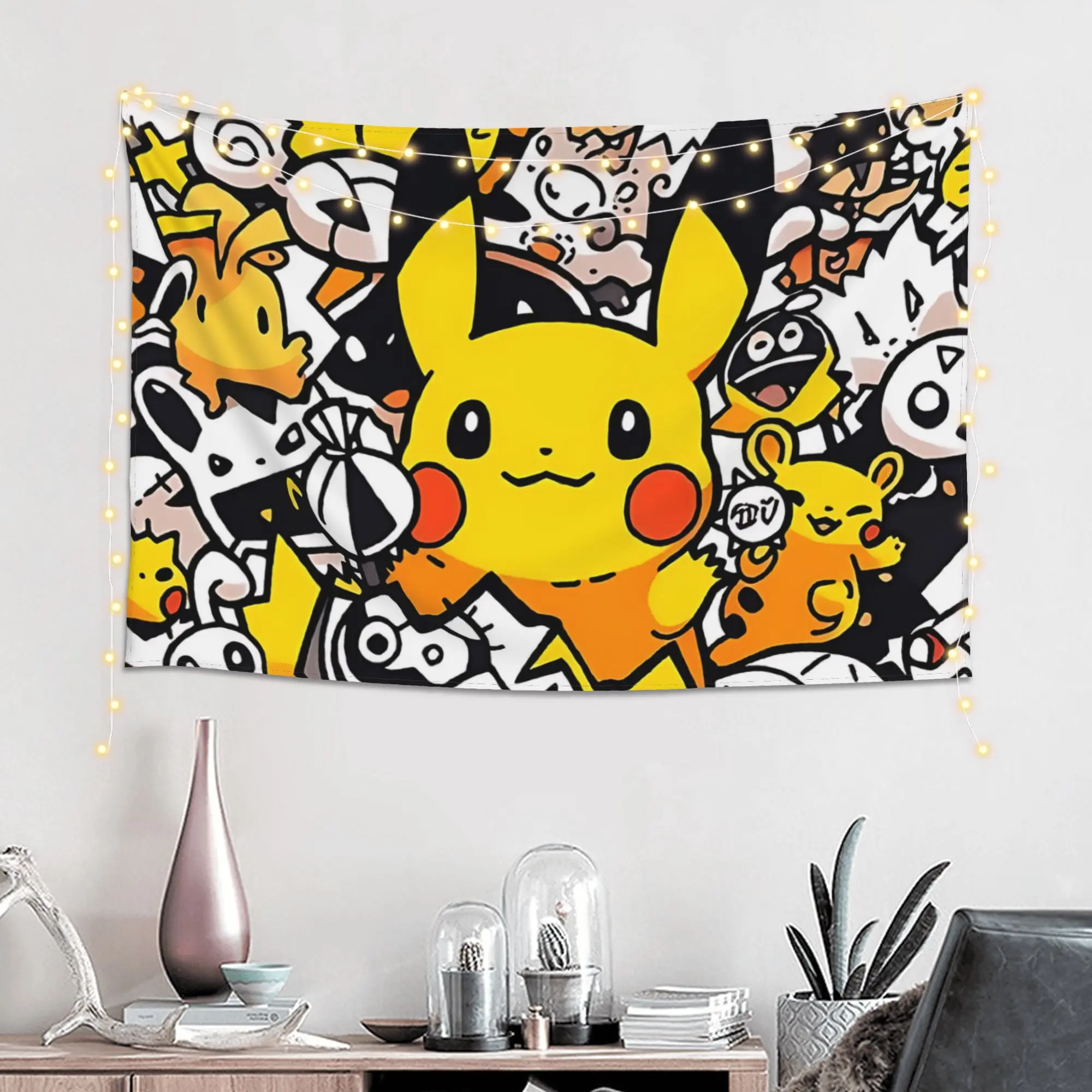 Cutecore Cartoon Pokemons Anime Theme Tapestry Bedroom Decoration  Wall Hanging Blanket Tapestry Cool Stuff For Room