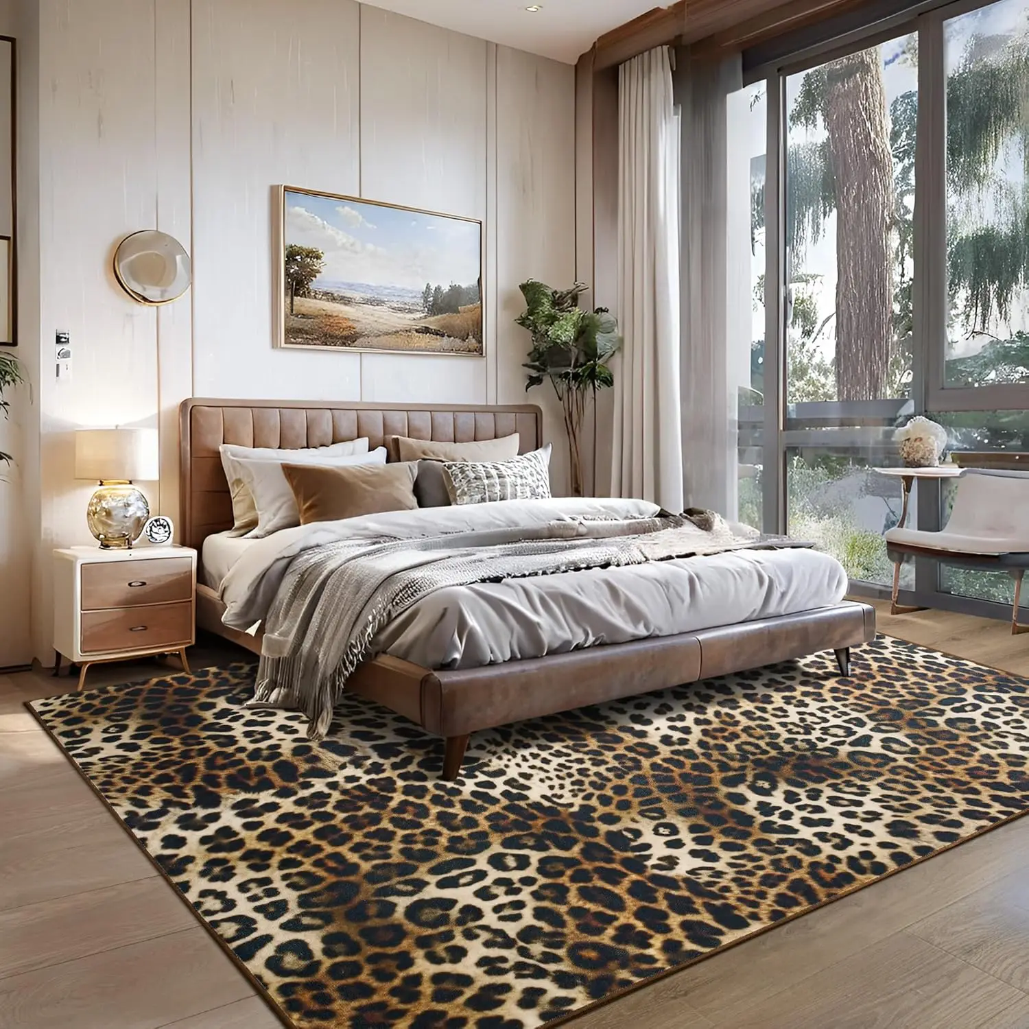 

Leopard Area Rugs for Bedroom Laundry Living Room Dorm Cheetah Print Carpet Entryway Hallway Home Decor Doormat Throw Rug