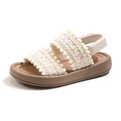 Sandali da ragazza Open Toe scarpe da bambino per bambine dolce Casual suola morbida cinturino dritto pantofola da spiaggia taglia 21-30