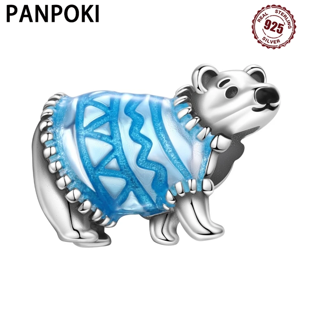 

PANPOKI 925 Sterling Silver Cute Polar Bear Animals Pendant Beads Original Pendants Bracelet Charm Jewelry Party DIY Gifts