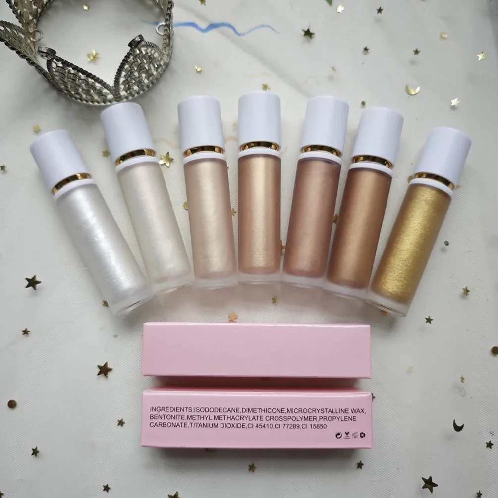 7-color Private Label Liquid Highlighter Custom Logo Long-lasting Brighten Highlight Bulk Shiny High-gloss Epairing Makeup Vegan