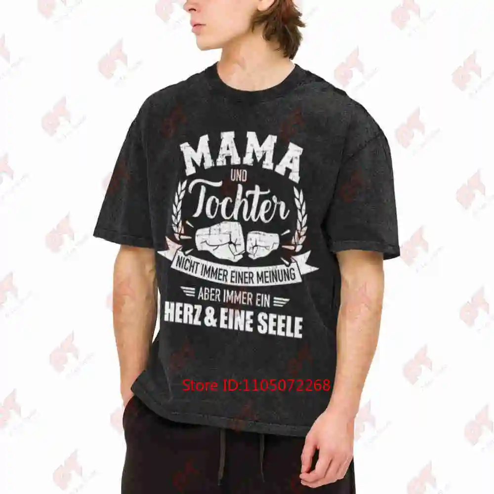 Mama Und Tochter Herz Eine Seele Vintage Washed Tee Pure Cotton T-Shirt