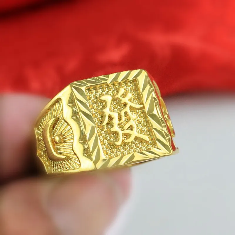 

Not Fade18K Gold Ring for Men Anillos Mujer Rock Gemstone Genuine 18 K Gold Jewelry Anillos De Hiphop Origin Rings Box Bizuteria